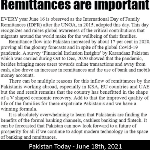Pakistan Today - June 18th, 2021